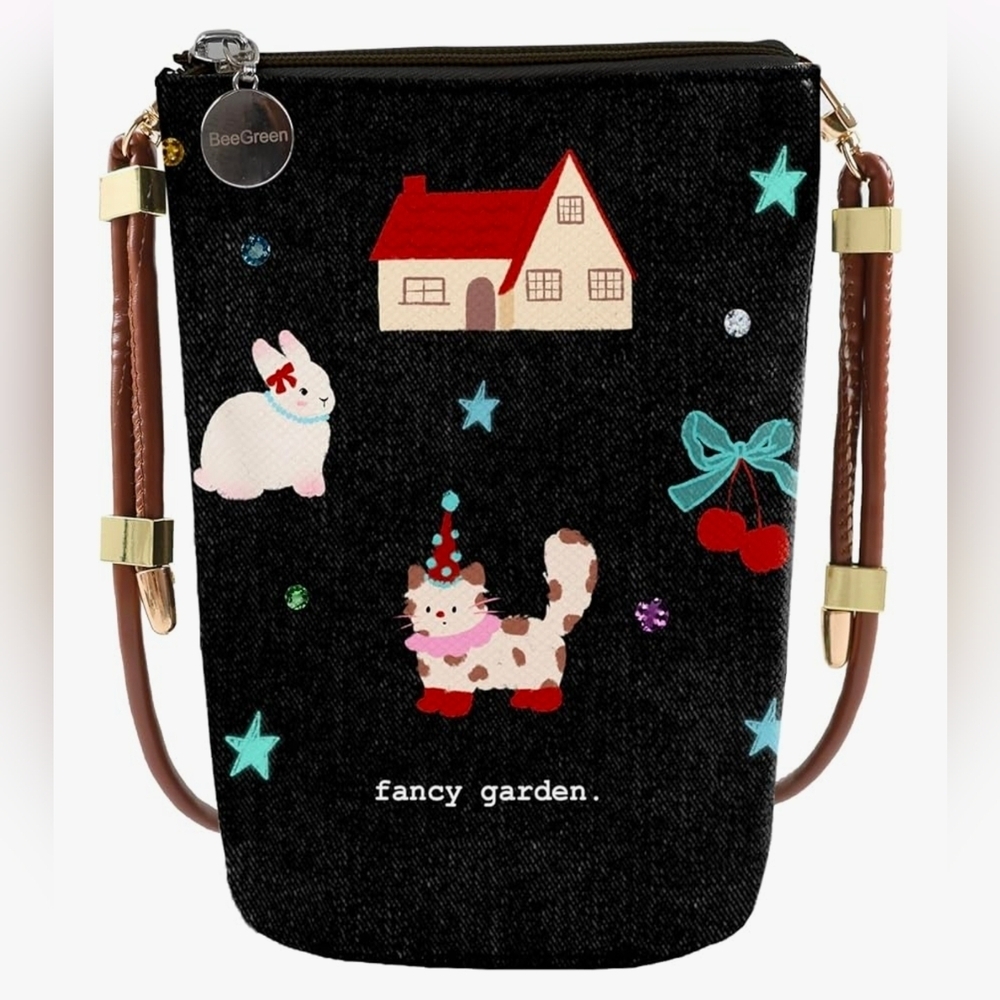 Crossbody Phone Bag Eco-friendly Recycled Concert Cottagecore Kitsch Kawaii NWT